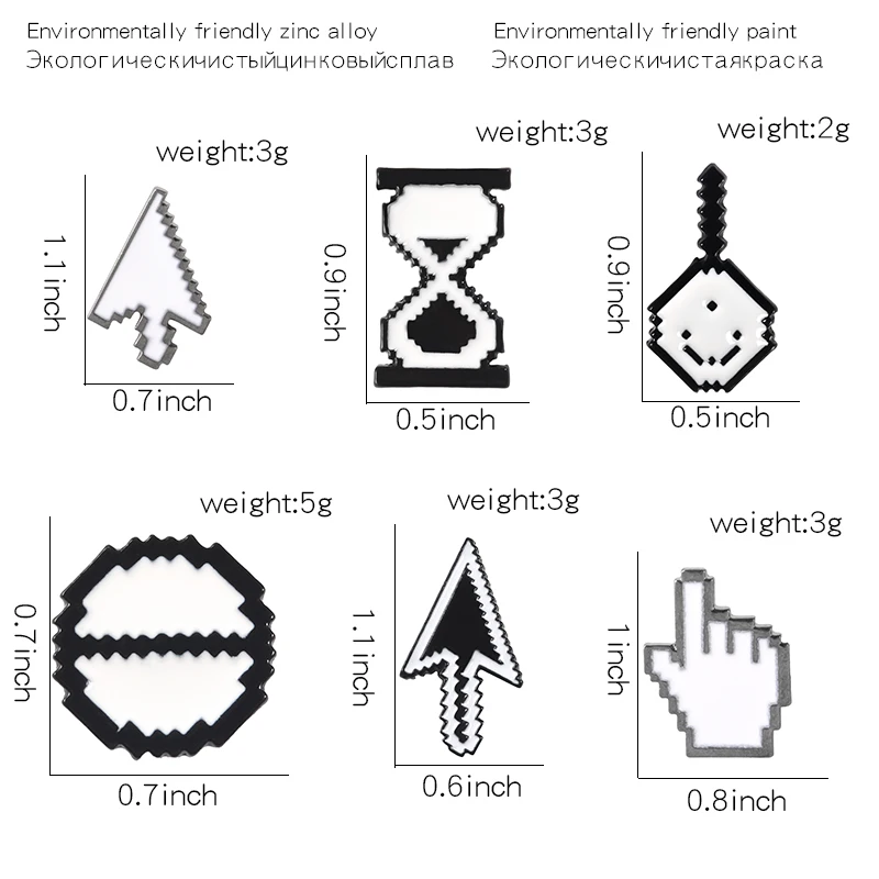 Mouse-Cursor-Brooch-Click-Icon-Arrow-Magnifier-Hand-Hourglass-Cursor-Enamel-Pins-Shirt-Backpack-Badges-Lapel