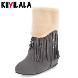 Kiiyilala/зимние сапоги без застежки из нубука Женская обувь Женская короткая плюшевая женская зимняя обувь женские ботильоны на плоской