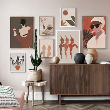 

Fashion Girl Illustration Woman Drinking Wall Art Canvas Painting Nordic Posters And Prints Wall Picturs For Living Room Decor