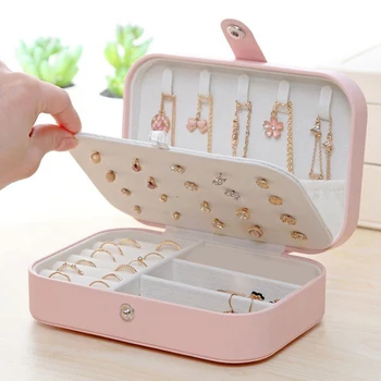 

Small Travel Jewelry Box PU Leather Jewelry Display Storage Case for Rings Earrings Necklace Organizador De Joyas