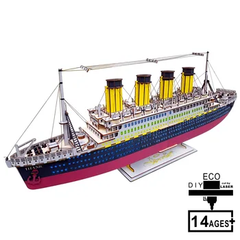 

DIY three-dimensional puzzle pieces boy handmade toys wooden puzzles Titanic handmade model toys