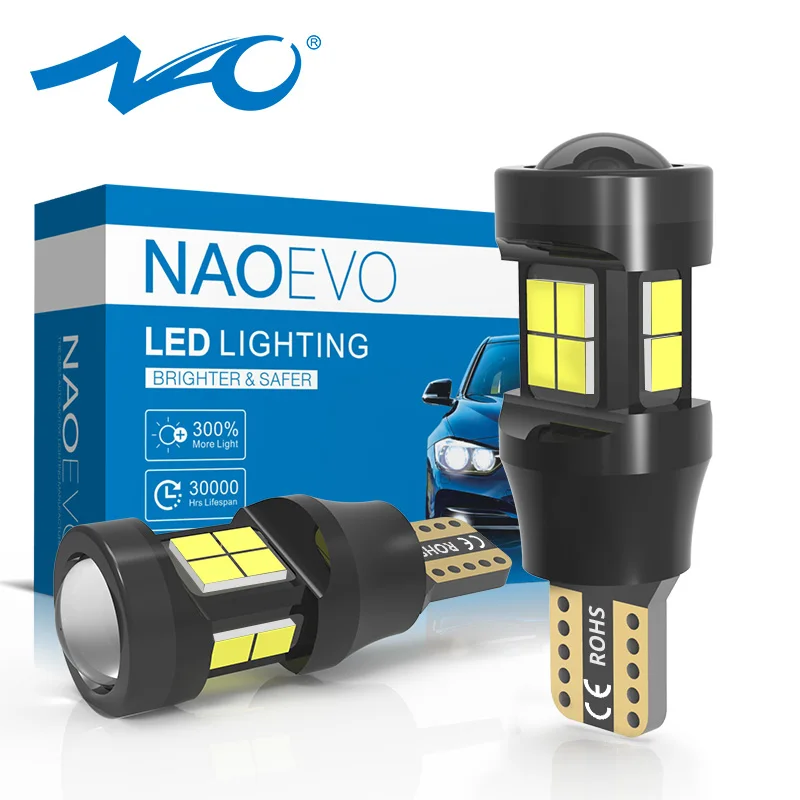 NAO W16W светодиодный T15 12 В 24 В 921 автомобильный Реверсивный светильник 2835 SMD белый 912 Автомобильная резервная задняя лампа супер яркая неполярная внешняя лампа