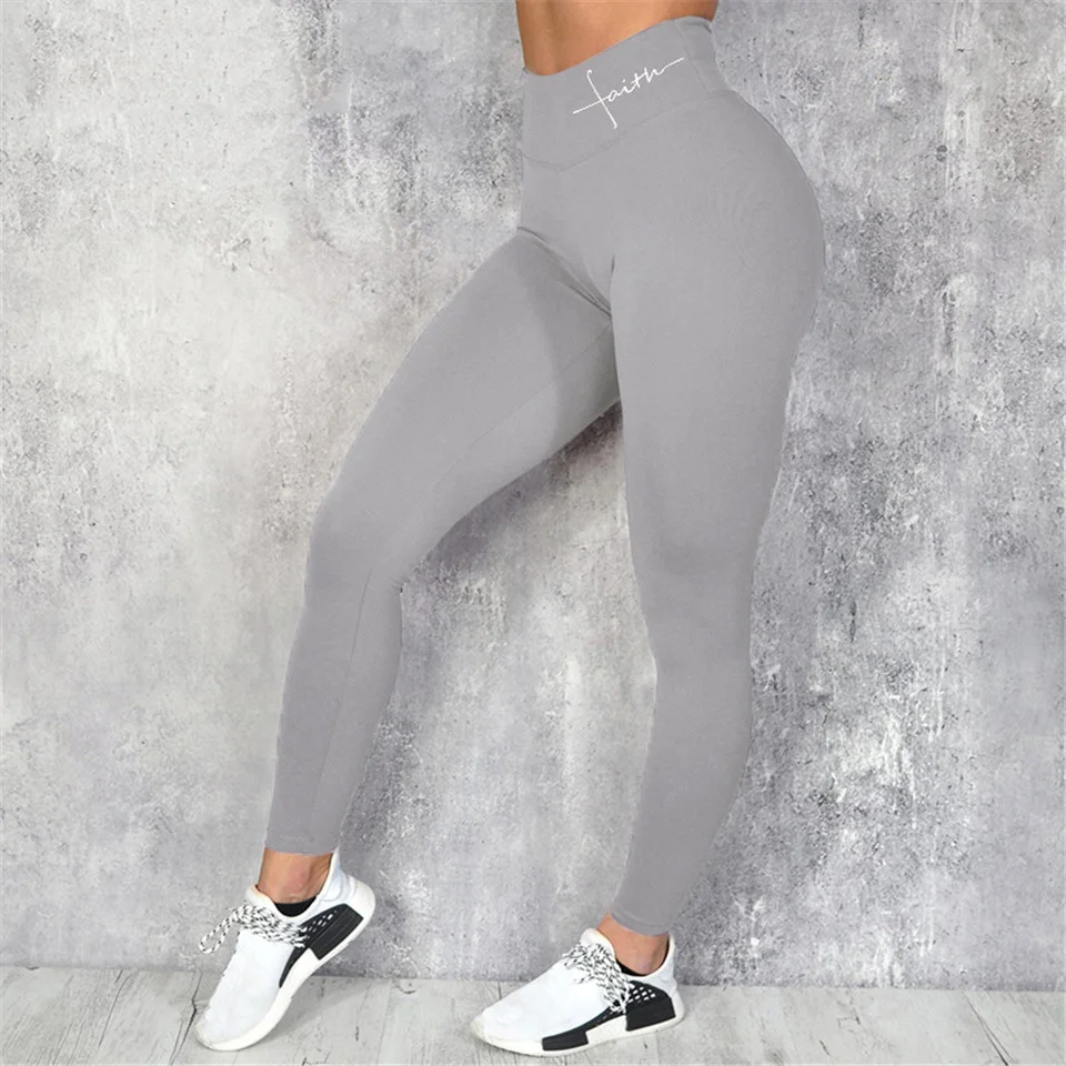 

Black Sport Leggings for Fitness Women High Waist Plus Size Workout Gym Pants Slim Push Up Elastic Letters Print Legging
