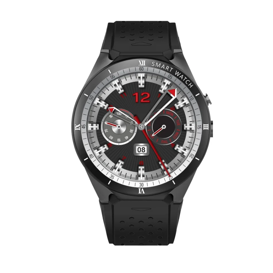 Смарт-часы KingWear KW88 Pro gps для мужчин и женщин, 1,39 дюймов, Android 7,0, 1 ГБ, 16 ГБ, MTK6580, фитнес-браслет, трекер, наручные часы, умные часы - Цвет: Black