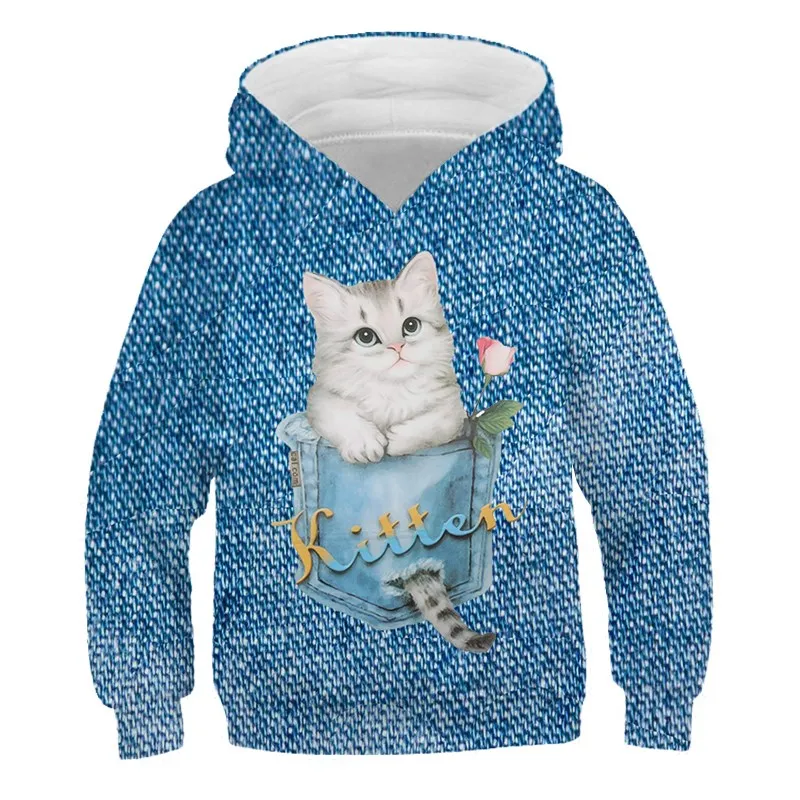 Animal Cat Funny Children 3D Long Sleeved Leisure Top Hoodies Colourful Printed Boy Girl Kid Fashion Autumn Hood & Sweatshirts hoodies for a boy Hoodies & Sweatshirts