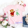 Kawaii Girls T-Shirt Funny Daniel Tiger’S Neighborhood Cartoon Print Baby Girls Clothes Fashion Children’S Tshirt Pink Shirt Top 1