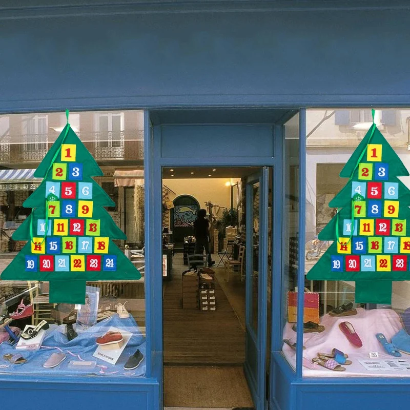 24 дня обратный отсчет нетканые Рождественские елки подвесные календари для