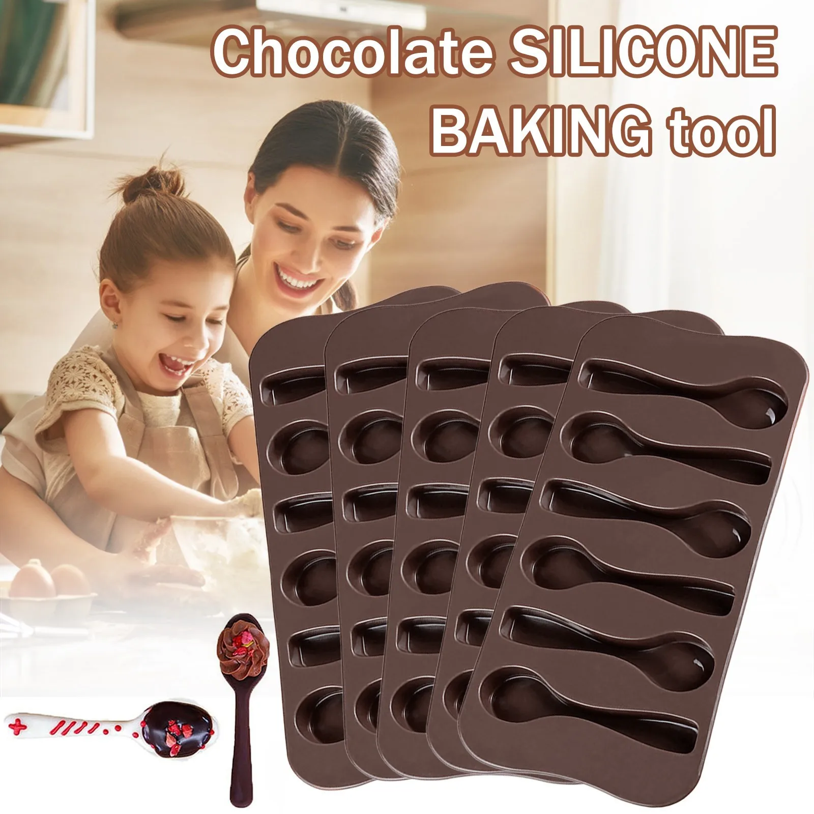 Spoon Shape Silicone Cake Mold Fondant 3D Mold For Homemade Candle Making Supplies Soap Bubble Kitchen Pastry Baking Tools