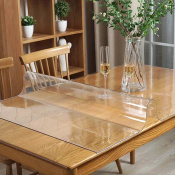 

1.0mm PVC Tablecloth Transparent Waterproof manteles Kitchen oil-proof Glass Soft Cloth Tablecloth Protector Desk Pad cover