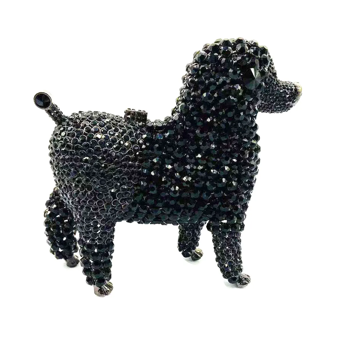 Bolsos de noche de cristal de lujo para mujer, POODLE de diseñador de animales, bolsos de mano de perro negro, monedero de boda, bolsos nupciales, SM97