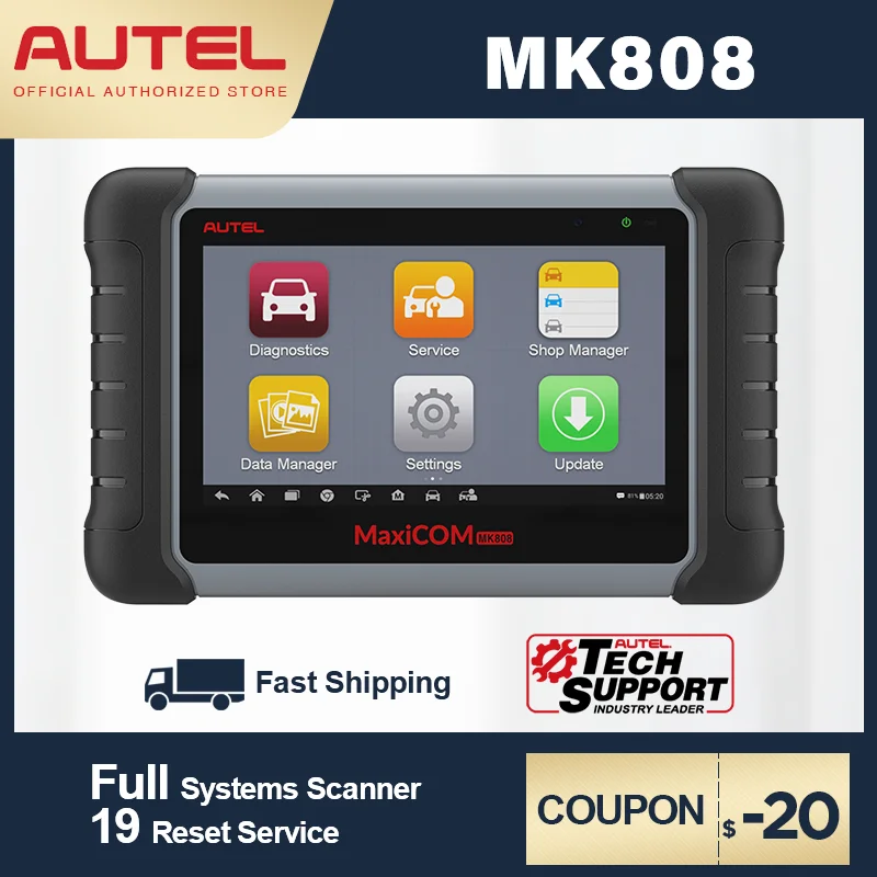 US $454.2 21% OFF|Autel MaxiCOM MK808 MX808 Automobile Diagnostic Tool All System Key Programming OBD2 II Scanner ABS SRS as MD802 + MaxiCheck Pro|Engine Analyzer| | - AliExpress