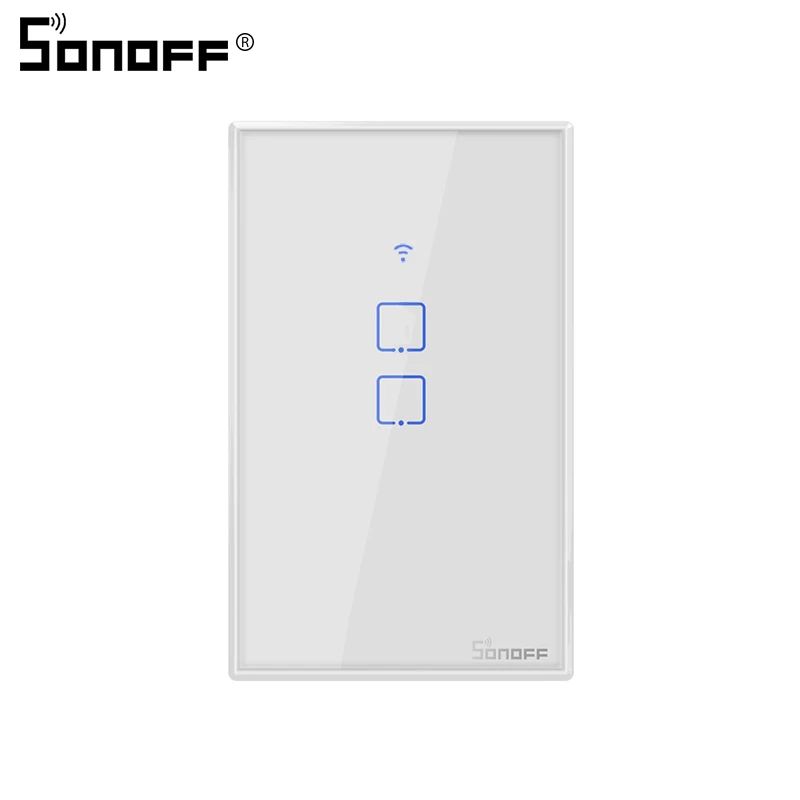 Интеллектуальный выключатель света SONOFF TX T2/T3 нам Беспроводной стены Wifi сенсорный выключатель 1/2/3 умный дом переключатель приложение Дистанционное Управление работает с Google home - Комплект: T2-2gang