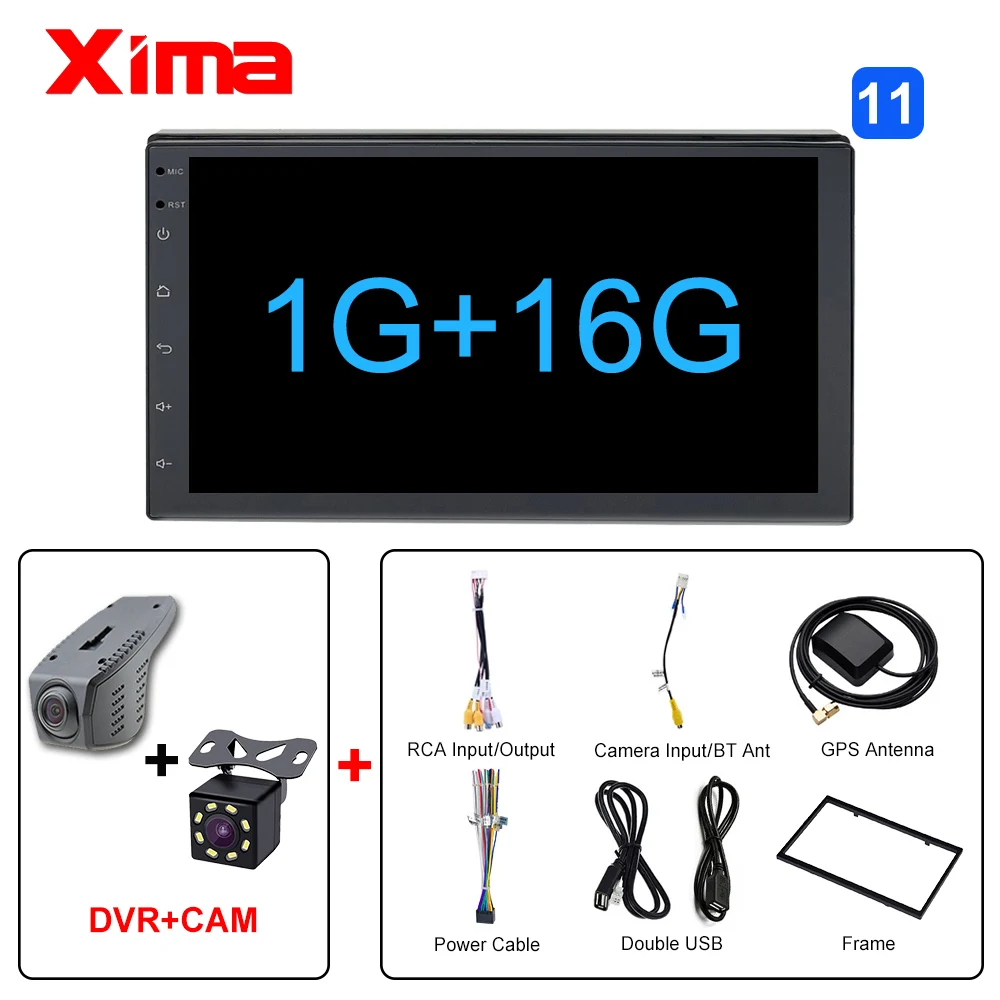 XIMA Android9.0 2Din Car Radio Multimedia Player " Universal RAM2G GPS Navigation Audio Player For Nissan Toyota Hyundai Polo - Цвет: 728-16-DVR-CAM