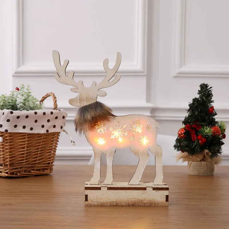 

LED Lights Christmas Glowing Reindeer Luminous Creative Home Decor Celebration for Ornaments Wooden Party Supplies Desktop