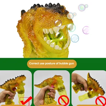 

Soap Water Music Outdoor Bubble Blower Gift Parent Child Electric Handheld Kids Toy Interactive With LED Light Dinosaur Shape
