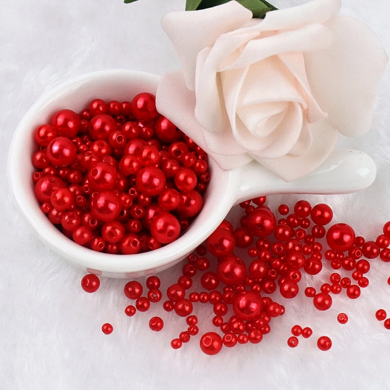 150-200Pcs Colorful ABS Imitation Pearls Mix 3-8mm Round Beads With Holes DIY Bracelet Charms Necklace Beads For Jewelry Making