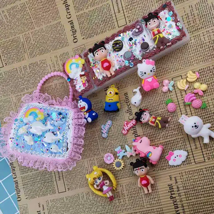 Cream Glue DIY Materials Doll Handmade Creative Stationery Box Handbag Material Cartoon Resin Plastic Parts