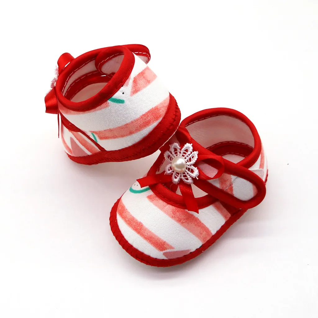 Весенне-летняя обувь для новорожденных; обувь принцессы для маленьких девочек; милая детская обувь на плоской подошве с бантом; детская хлопковая обувь на мягкой подошве