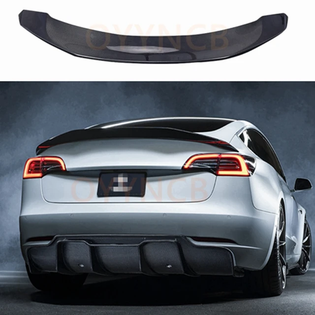 2017-2022 Body Kit Diffuser For Tesla Model 3 Real Carbon Fiber Rear Lip  Diffuser Spoiler Auto Parts - AliExpress