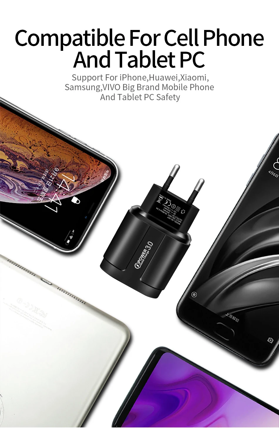 ONEVAN Быстрая зарядка QC3.0 EU US адаптер usb для путешествий для iPhone 11 XS MAX Быстрая зарядка для huawei p30 pro зарядка