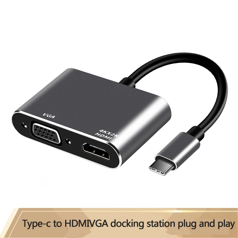 Адаптер концентратор с портом Type c на Hdmi 4K адаптер VGA USB 3 1 C HDMI видеоконвертеры для