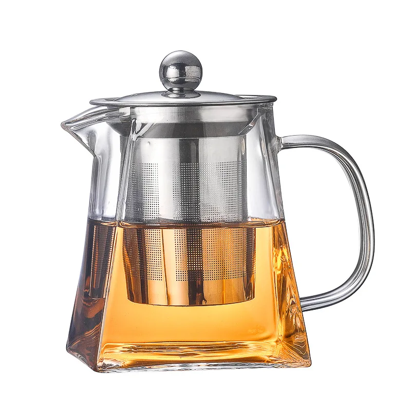 Heat Resistant Glass Teapot With Stainless Steel Infuser Heated