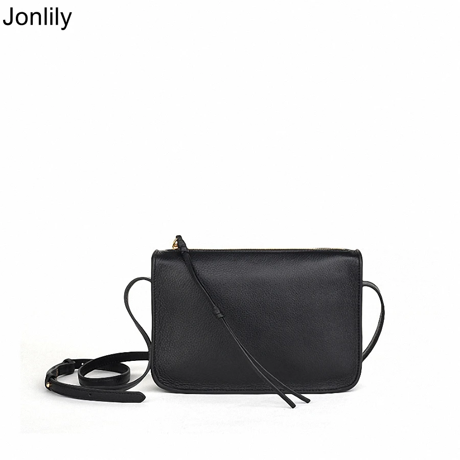 

Jonlily Women Genuine Leather Messenger Bag Teens Elegant Crossbody Bag Simple and Thin Shoulderbag Daily Purse -KG191