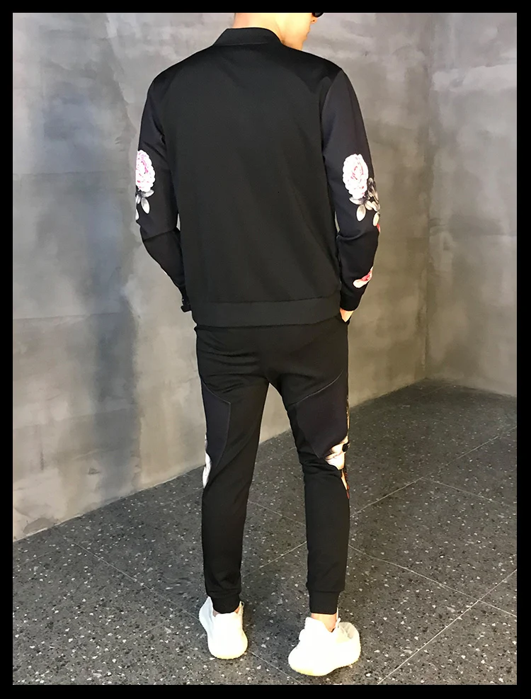 Спортивный костюм мужской Азиатский размер Moda Hombre мужской комплект осенний мужской спортивный комплект из 2 предметов спортивный костюм куртка+ штаны