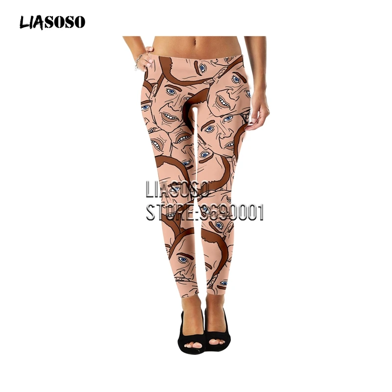 LIASOSO, 3D принт, для женщин, девушек, девушек, хит, забавные, Николя клетка, много лиц, леггинсы, Ретро стиль, готика, леггинсы для фитнеса, штаны до щиколотки, X2782