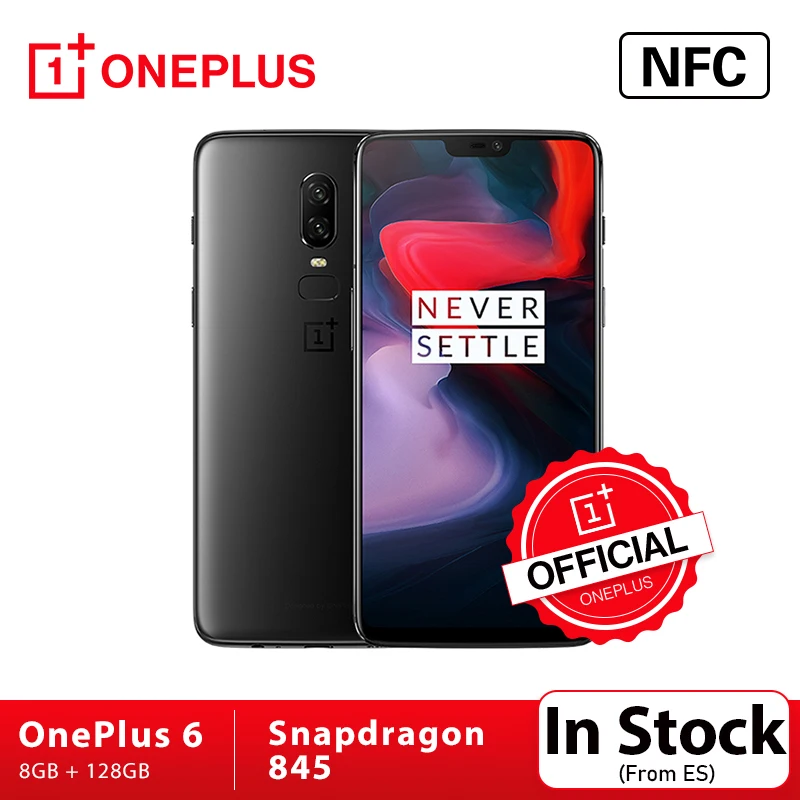 Глобальная ПЗУ OnePlus 6 ГБ/8 ГБ ОЗУ 128 Гб Восьмиядерный процессор Snapdragon 845 FHD 28 дюйма 20