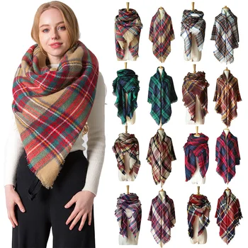 

Autumn And Winter Scarf Women Double-sided Square Scarf Plaid Scarves Women Bufandas Invierno Mujer Fashion Pashminas Para Mujer