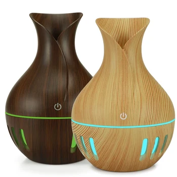 

Essential Humidifier Aroma Oil Diffuser Wood Grain Ultrasonic Wood Air Humidifier Usb Cool Mini Mist Maker Led Lights Home Car 1