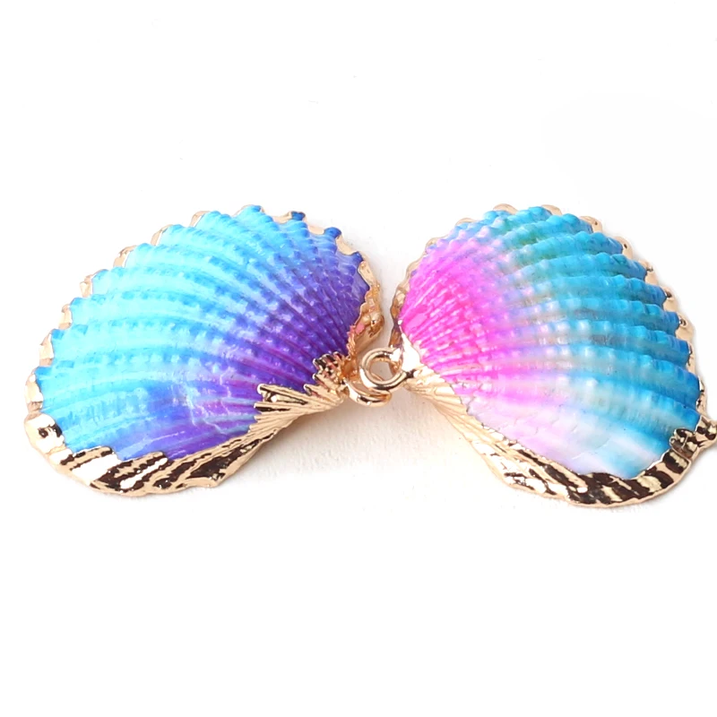 

3/5/10pcs Gold Shell Conch Seashells For Jewelry Accessories DIY Pendant Earring Charms Natural Striated Shell about 25mm*25mm