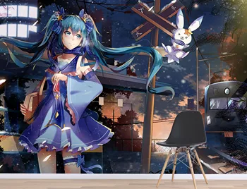 

[Self-Adhesive] 3D Hatsune Miku 104 Japan Anime Wall Paper mural Wall Print Decal Wall Murals Belly
