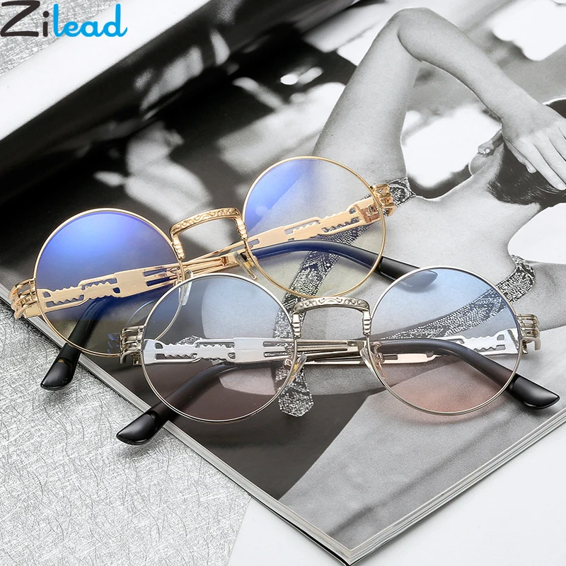 

Zilead Retro Steam Punk Glasses Frame Metal Round Optical Sepectacles For Men Women Plain Eyeglasses Eyewear Unisex