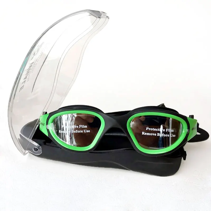 Green with Box Противотуманные УФ анти-ультрафиолетовые мужские женские очки для плавания оптика водонепроницаемые регулируемые силиконовые очки для плавания ming - Цвет: Green with Box