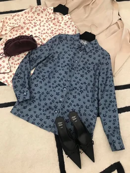 

2019 New Ladies Fashion Long Sleeve Sexy Casual Star Print Shirt 0107