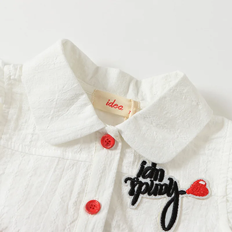 

Idea Brand Girls' Shirt 2019 Summer New Style Plaid Embroidered Princess Dress Solid Color Pure Cotton Children Shirt 9125
