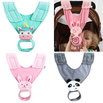 

Polyester Cotton Adjustable Elastic Animal Pattern Bottle holder tape belt Cartoon infant feeding milk bracket strap for Baby