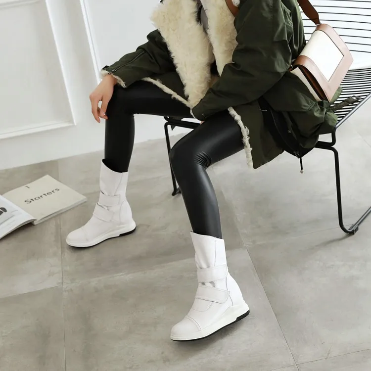2019Women New wedges Round Toe Mid Calf Boots Lady Winter Platform Hook Loop Warm Fashion Round Toe Snow Boot J782