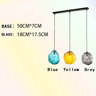 3Small glass Square Nordic Lamp Colored Glass Interior Decoration Lighting Ice Chandelier Dining room lustre pendente cristal Chandelier Lighting - Цвет абажура: 3Small glass Square