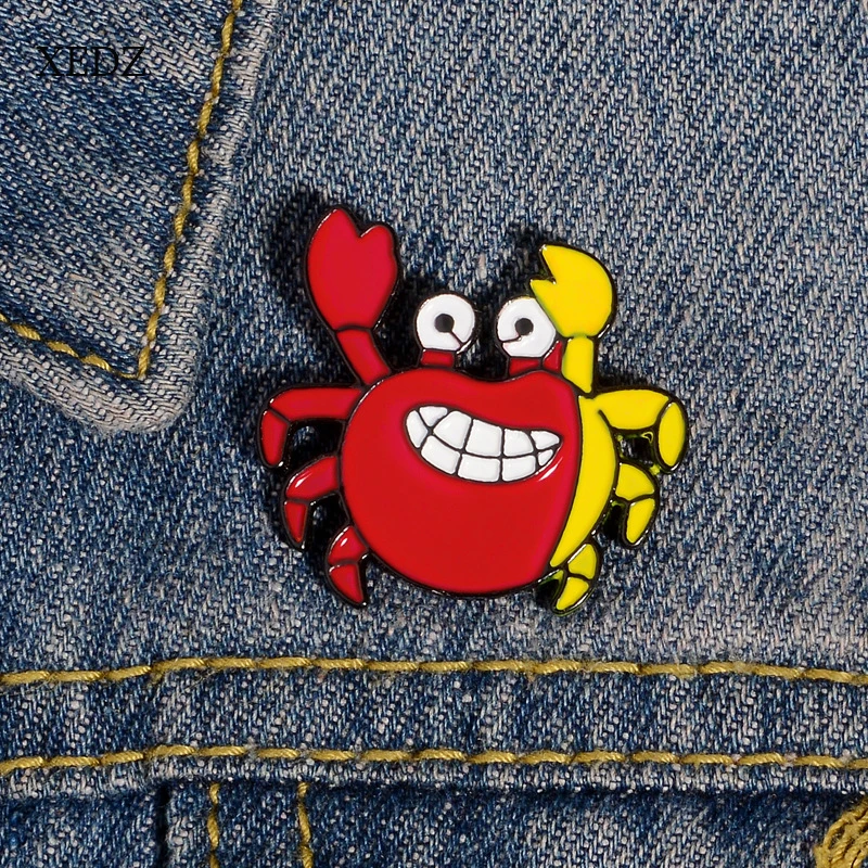 XEDZ Милая красно желтая подходящая цветная эмалированная морская улыбка в форме