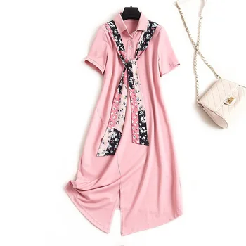 

Women Designers Dresses High Fashion Casual Appliques Mid-Calf Dress In The National Style Korean Cute Dress pink