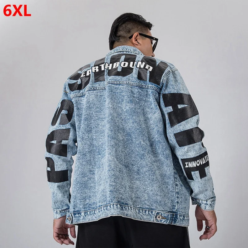 

Tide brand large size spring men's clothing plus size hip hop fashion 2020 oversized loose denim jacket jean jacket men