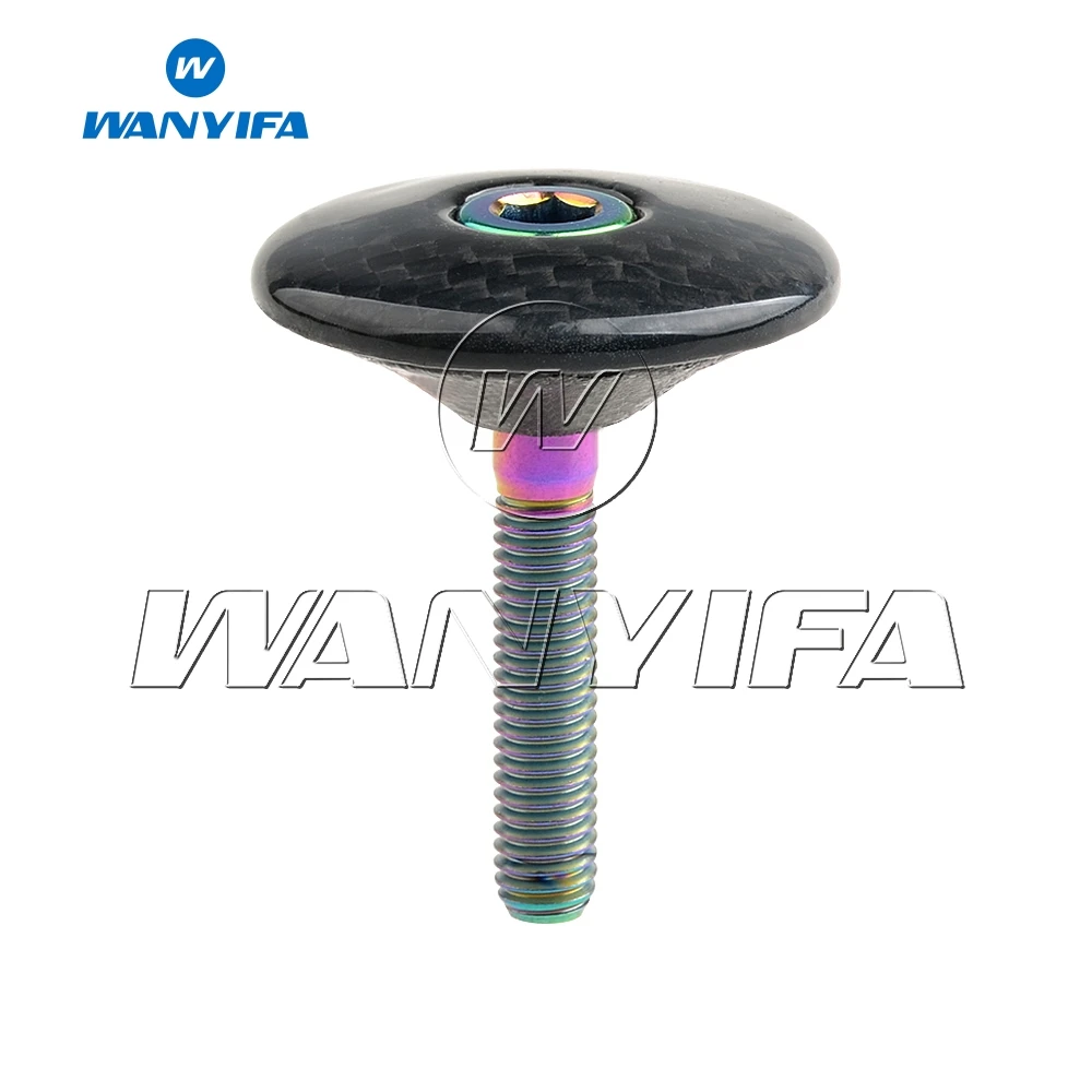 Титановый "Wanyifa" Болт M6x35mm+ 1 1/" труба из углеродистого волокна 3K из углеродного волокна Глянцевая/матовый шоссейный велосипед Горный велосипед Велоспорт седло велосипеда гарнитура стволовых Топ Кепки - Цвет: Glossy Rainbow