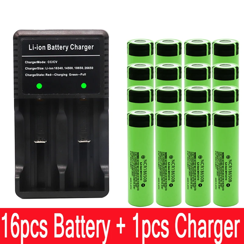Оригинальная 18650 Батарея 3,7 V 3400mah ncr18650b перезаряжаемая литиевая батарея фонарик батарея с выпуклой головкой+ зарядное устройство - Цвет: Цвет: желтый