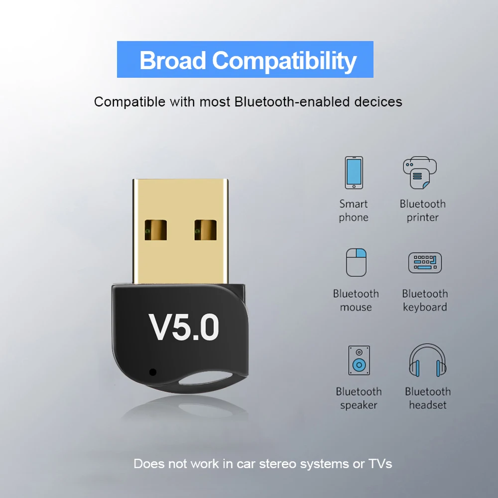 Kebidumei USB Bluetooth адаптер Bluetooth 5,0 ключ Музыкальный звуковой приемник адаптер до 20 м беспроводной диапазон для Windows компьютера