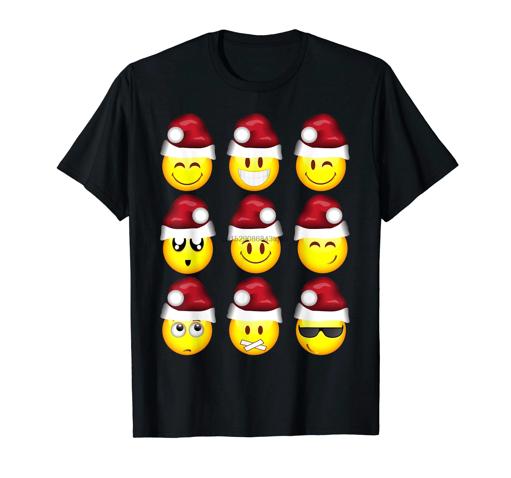 Divertida Navidad Santa Emojis gran de regalo de Navidad Camiseta de los hombres negro | - AliExpress