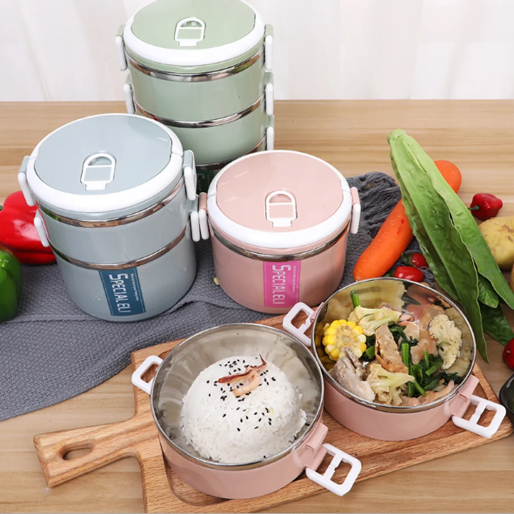 Promotion Portable Stainless Steel Multi 1-4 Layer Large Stainless Steel Food Container Storage Thermos Kids Adult Lunch Box