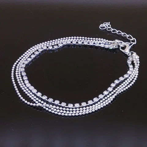 

Europe And America Hot Sales Foot Ornaments New Style Summer Heat-Street Snap Multilayer Metal Chain Ball Bead Chain Rhinestone